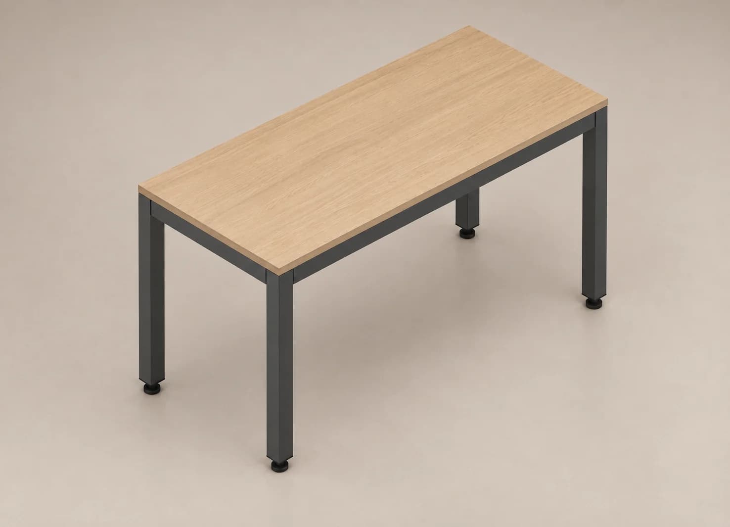 Mesa de trabajo Quadra de Poliarte, cubierta de madera con base gris