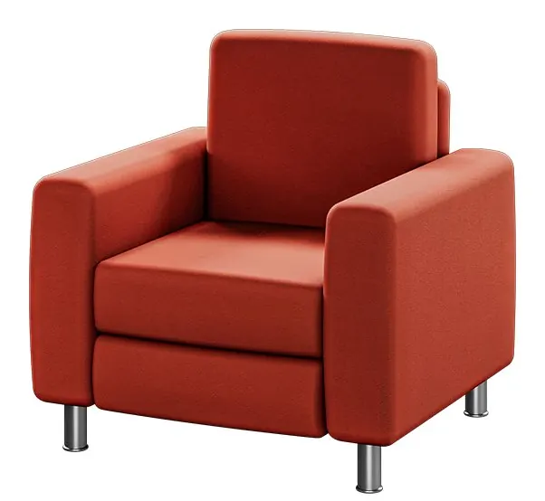 Sillón Rubi Base Cromada, vista tres-cuartos